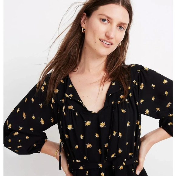 Madewell Tie-Waist Mini Dress in French Daisies Size XXS - Picture 2 of 8